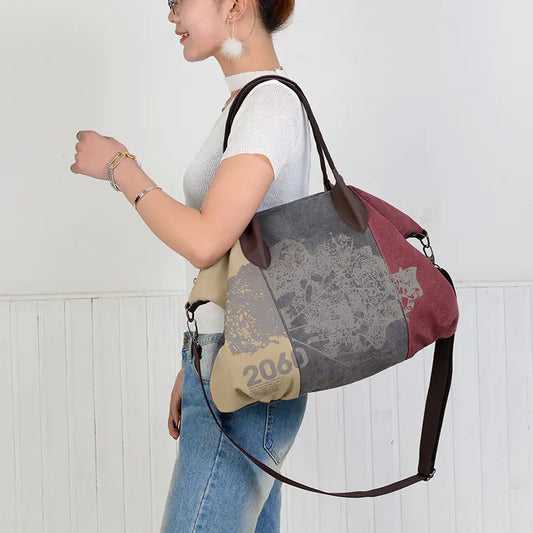 Bolso de hombro de lona vintage