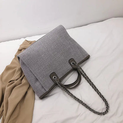 Bolso Tote de Lona con Correa de Cadena