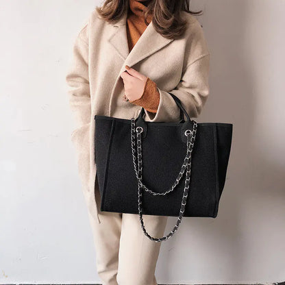 Bolso Tote de Lona con Correa de Cadena
