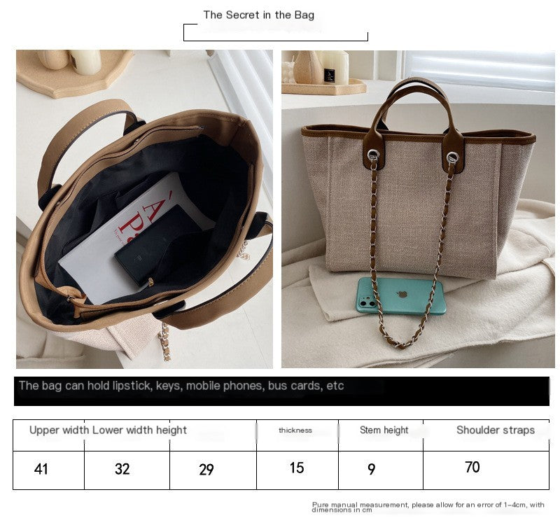 Bolso Tote de Lona con Correa de Cadena