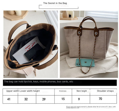 Bolso Tote de Lona con Correa de Cadena