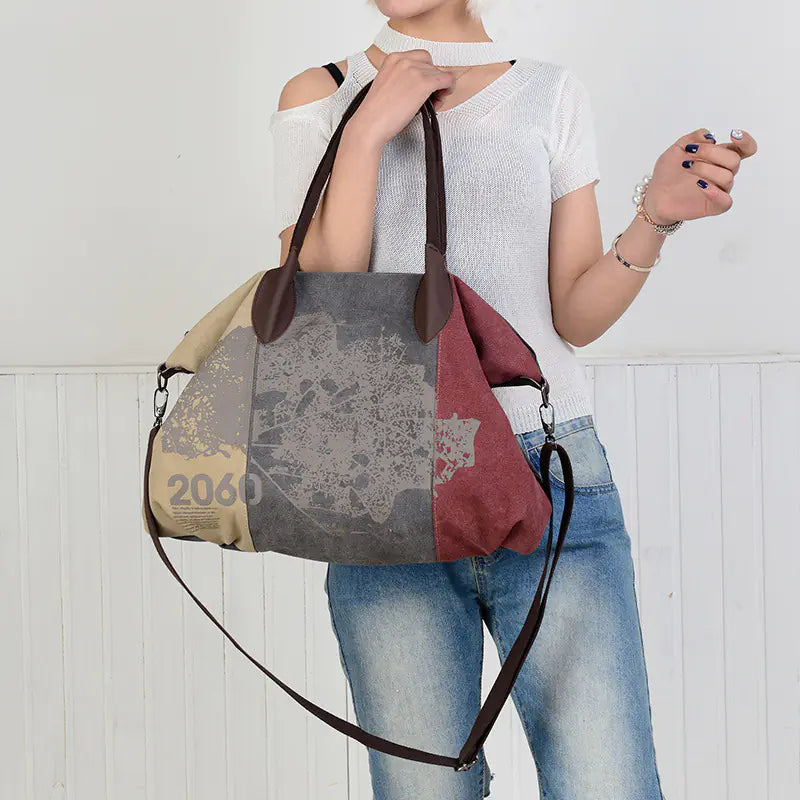 Bolso de hombro de lona vintage